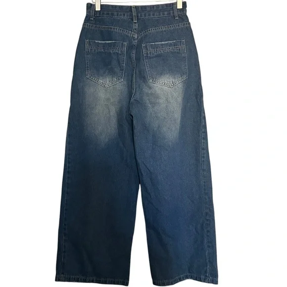 High Rise Wide Leg Distressed Jeans - Picture 3 of 10